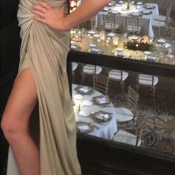 Gorgeous rose gold prom dress with super high slit - Picture 4 of 4